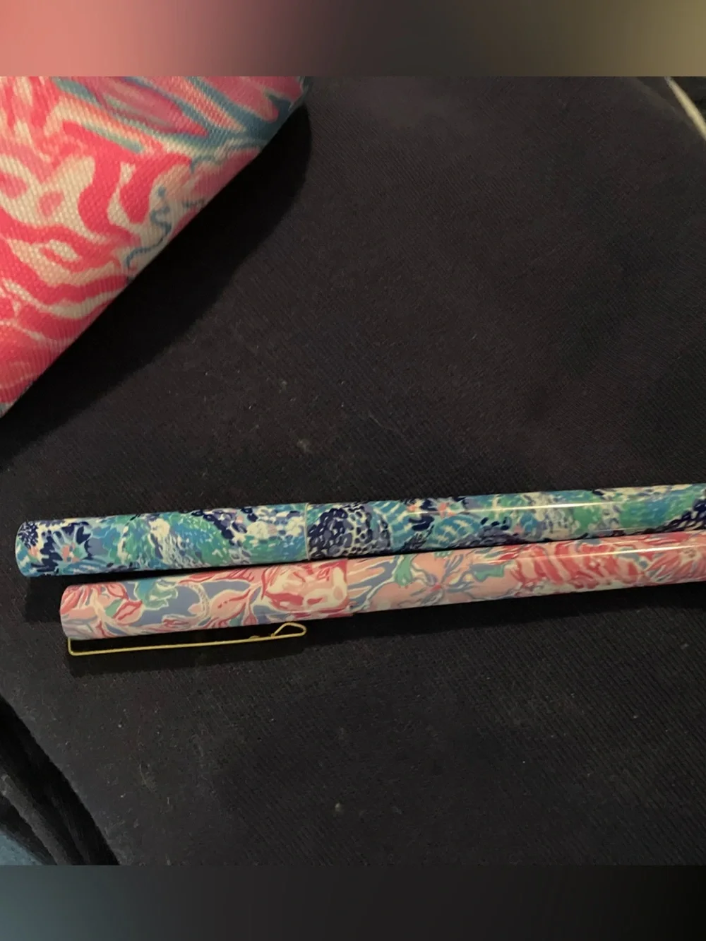 Lilly Pulitzer Pink & Blue Floral Zip Cosmetic Pouch